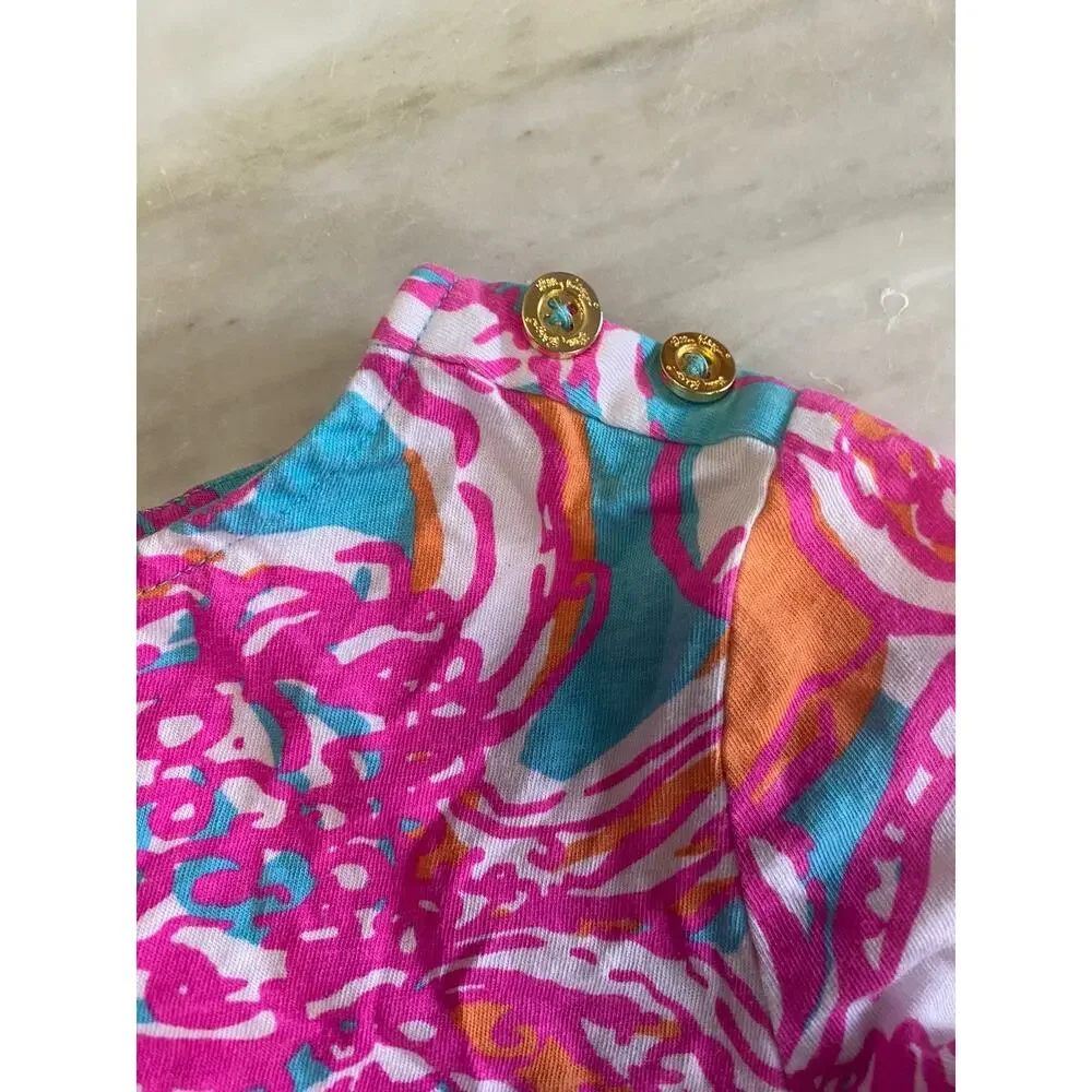 Lilly Pulitzer 100% cotton girl pink multicolor dress sz L 8-10